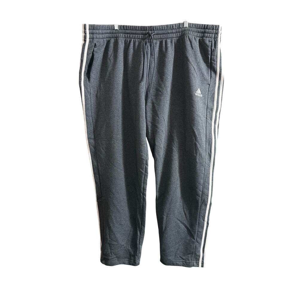 Adidas Big Men's Heather Grey 3-Stripe Fleece Lined Sweatpants Size 4XL New